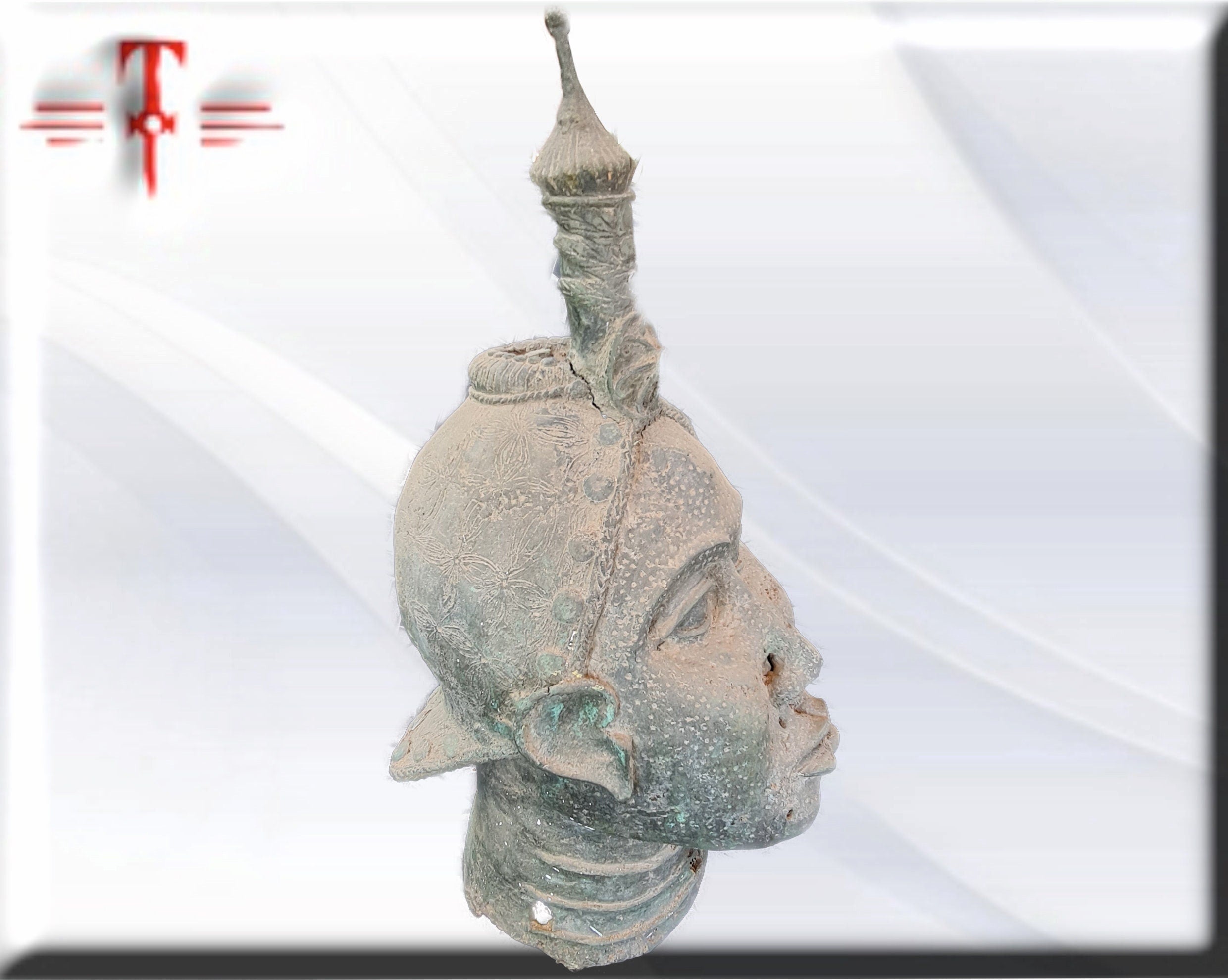 Busto de Oni (Rey de Ifé) de 50 cm - Gran Escultura de Arte Africano Ritual - Imagen 4