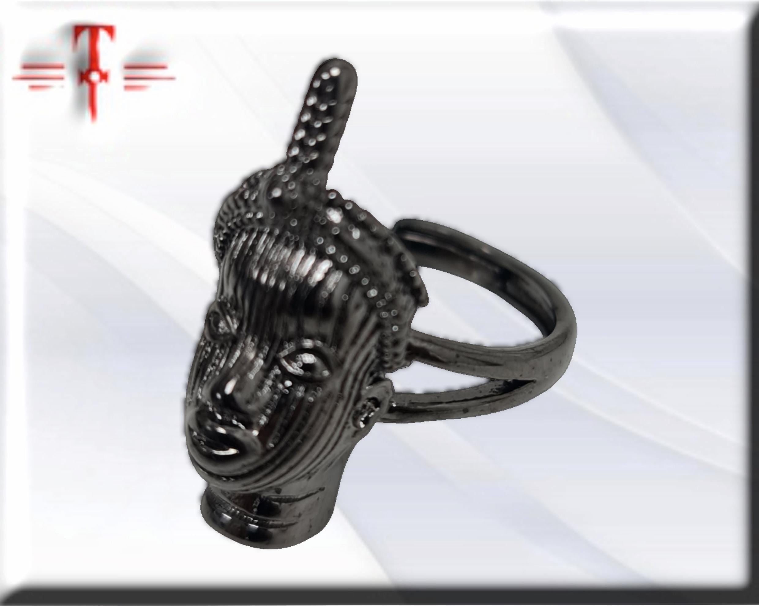 Anillo Ajustable con Busto de Ifá en Acero – Exclusivo de Spotencias - Imagen 3