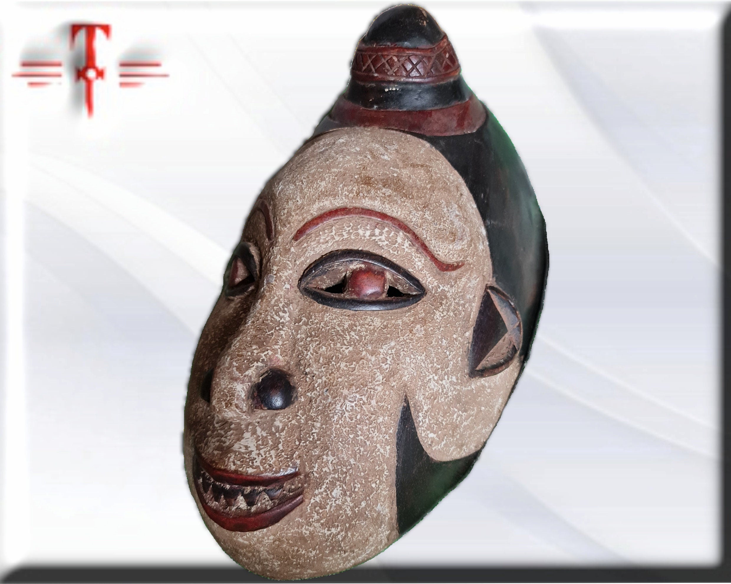Máscara Antigua Punu (Gabón) – Arte Africano del Siglo XX (36 cm) - Imagen 2