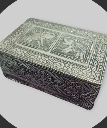 Caja elefantes estampado metal 18cm