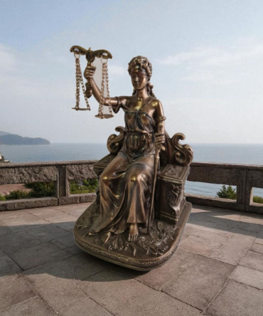 Diosa Temis de la justicia sentada