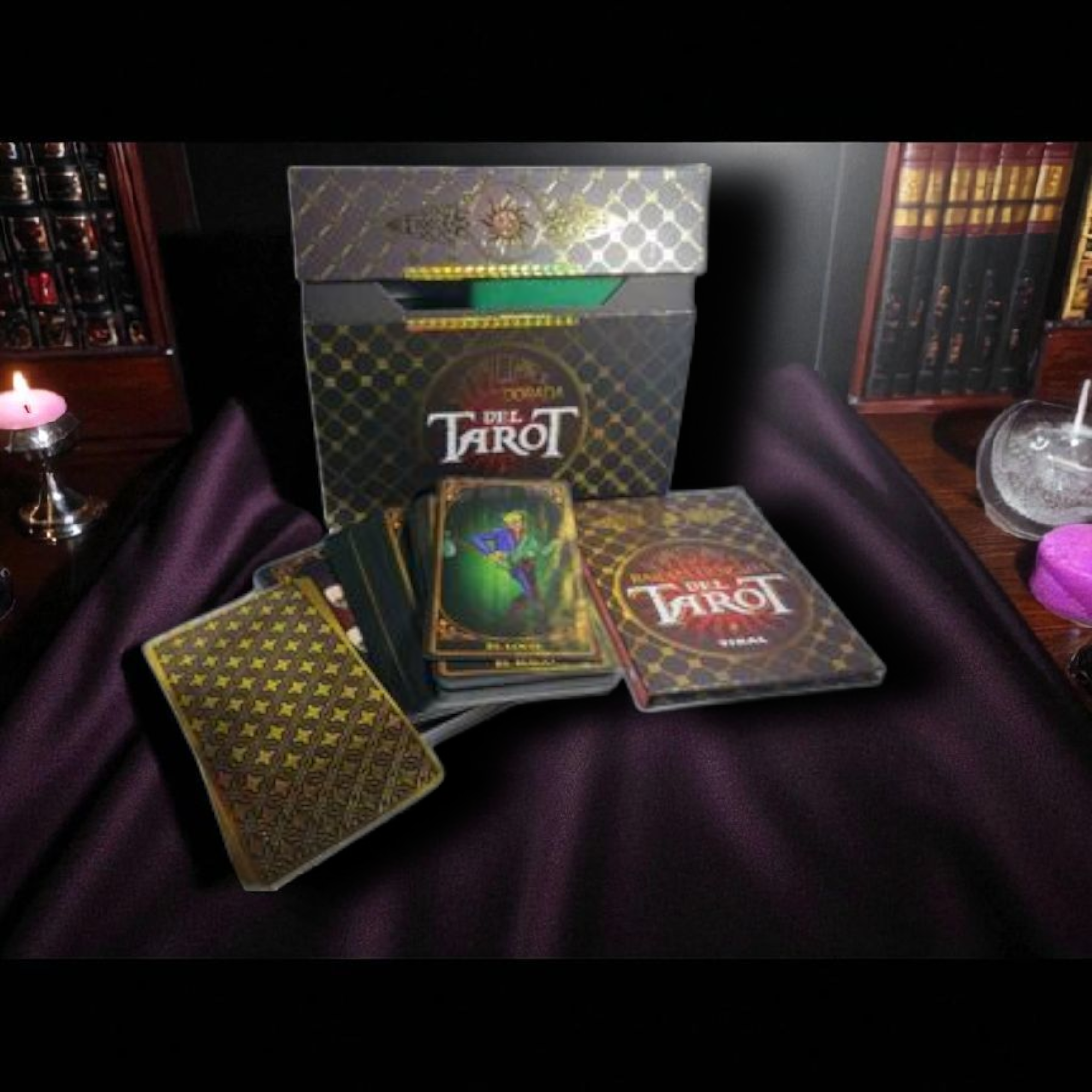 La Baraja dorada del Tarot Pack , Libro + cartas + tapete protector