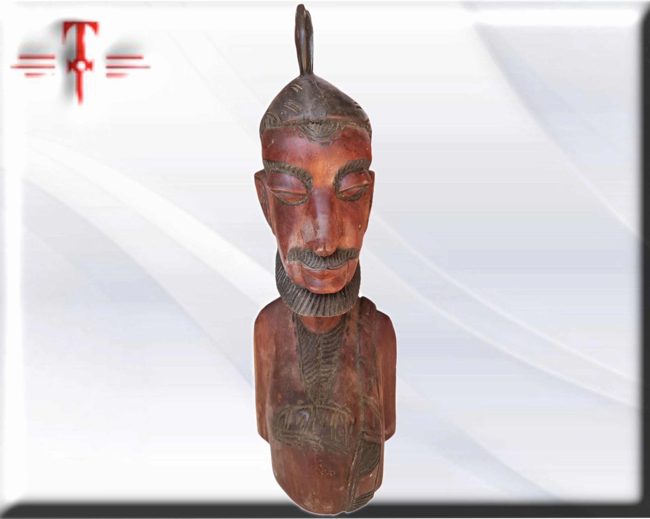 Escultura Busto de Hombre Africano (Mali) – Gran Formato del Siglo XX (54 cm / 5.7 kg) - Imagen 5