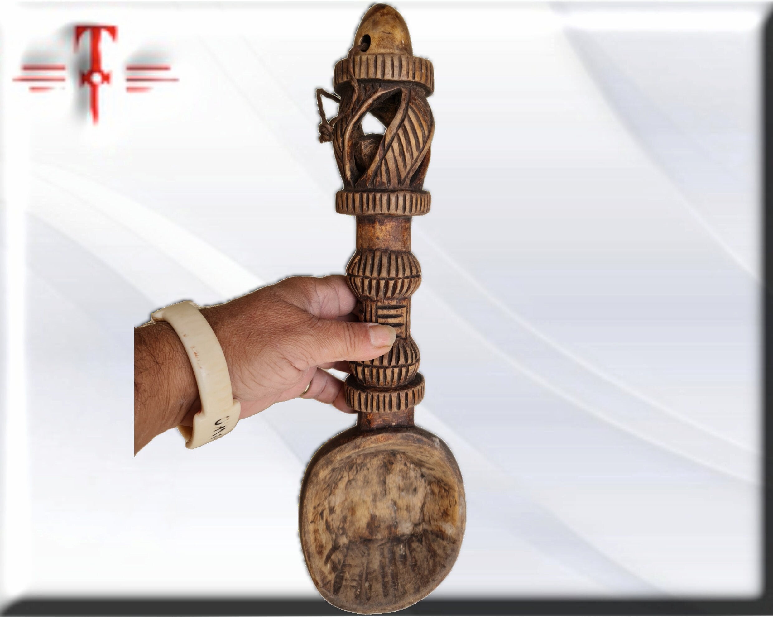Arte Africano Cuchara grande tallada madera , arte Africano , Galería de arte , hecho a mano - Imagen 2