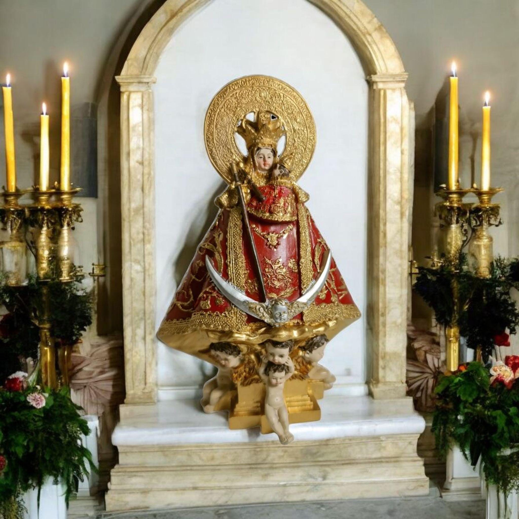 Figura de la Virgen de la Montaña (Cáceres) en Resina Premium – 17 cm , productos Religiosos