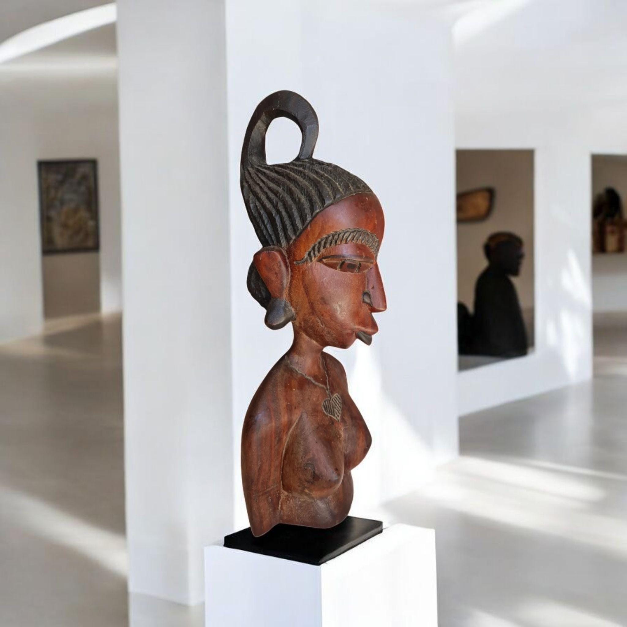 Escultura Busto de Mujer Africana (Mali) – Gran Formato del Siglo XX (51 cm / 5.1 kg)