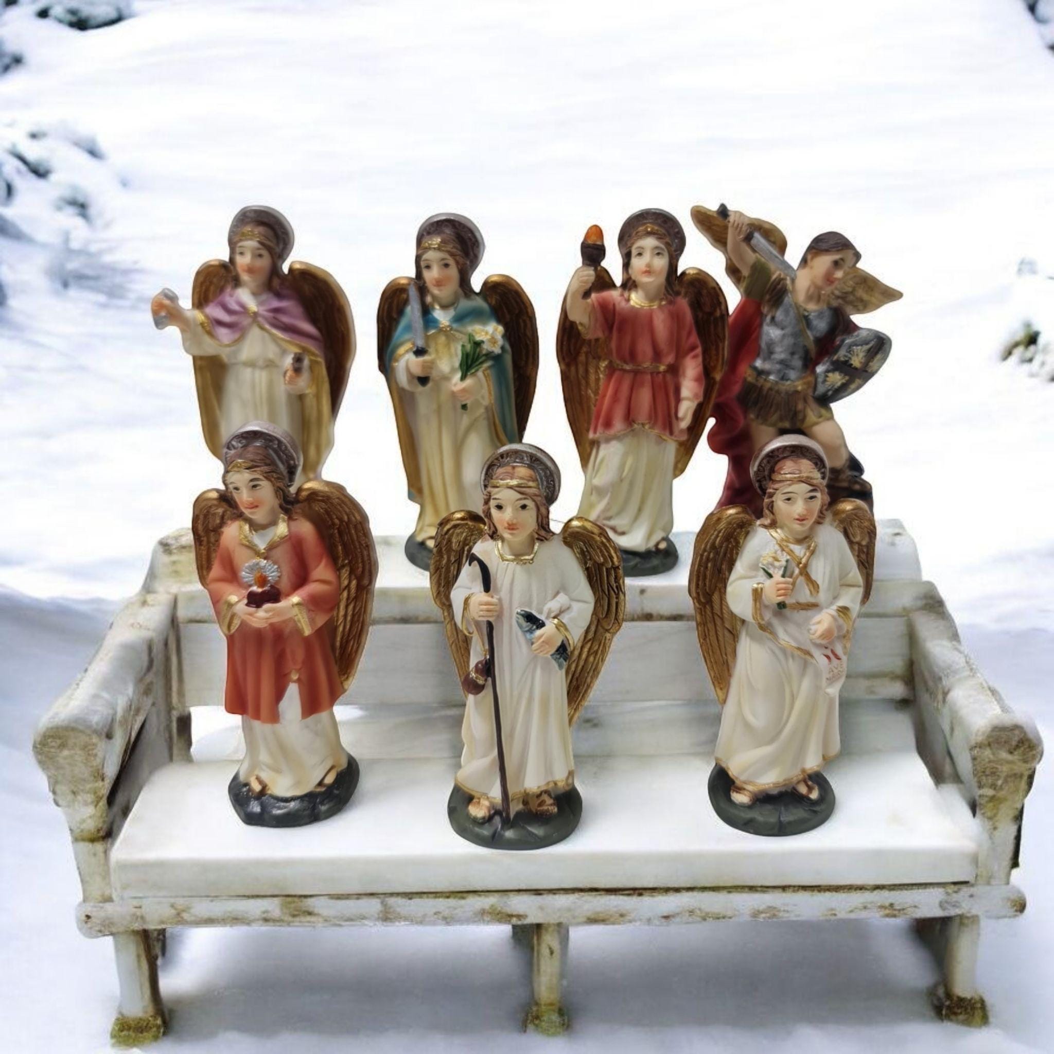 Pack 7 Arcángeles de 8cm , Santos y Vírgenes católicos , productos Religiosos