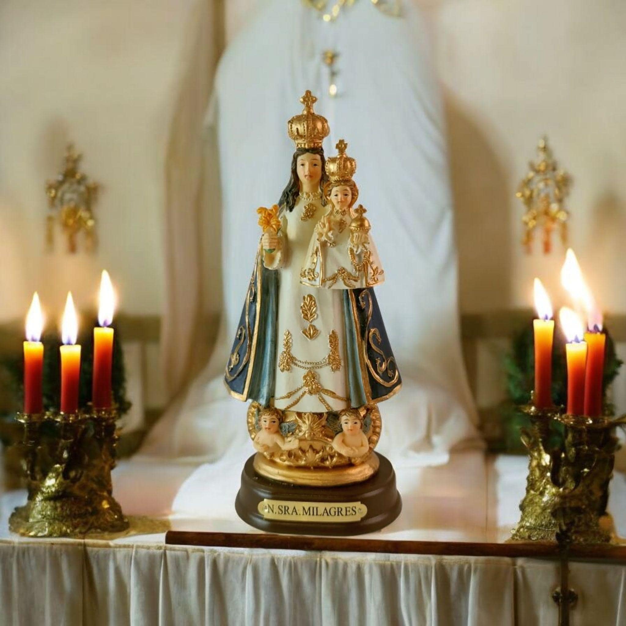 Figura de la Virgen de los Milagros en Resina Premium – 15 cm, productos Religiosos