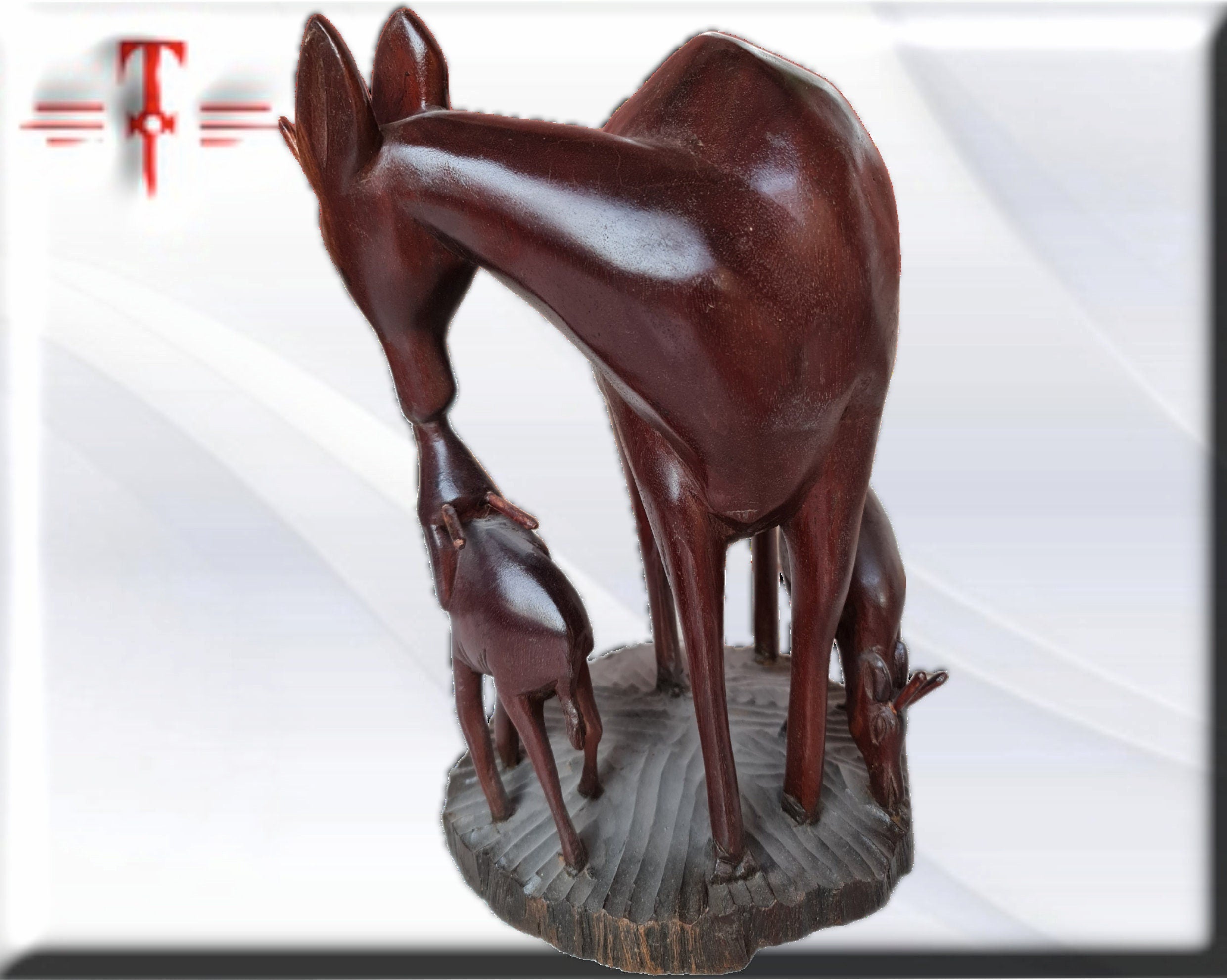 Estatua Familia Animales ciervos , Arte Africano , Galería de arte , Antigüedad , artesanía africana - Imagen 2