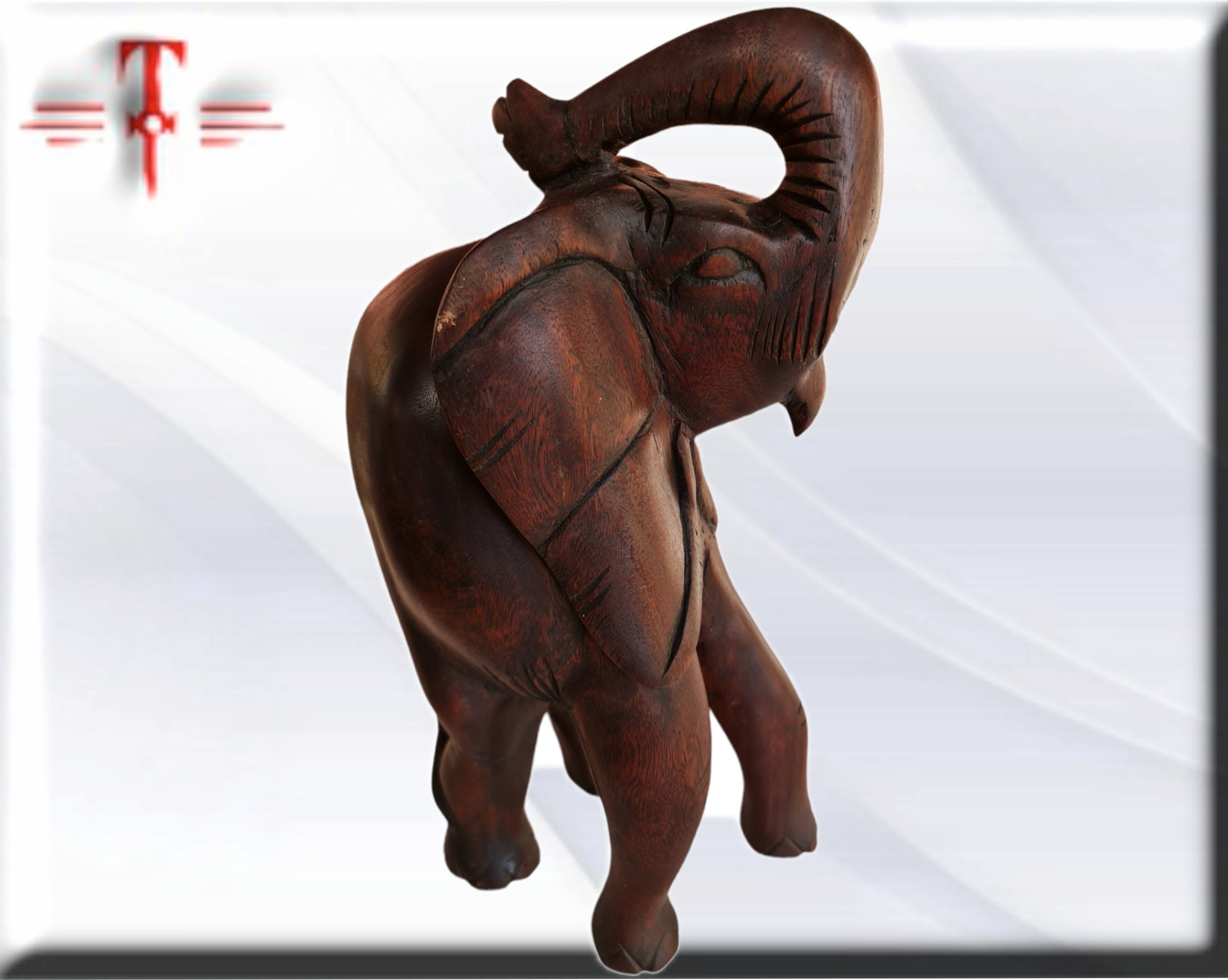 Talla de madera Elefante Africano , hecho artesanalmente en Benín - Imagen 2