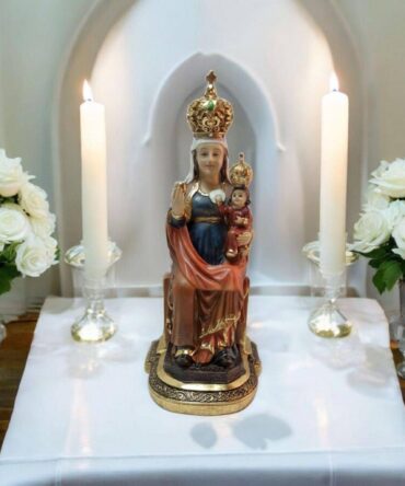 Figura de la Virgen de San Lorenzo en Resina Premium – 20 cm , productos Religiosos