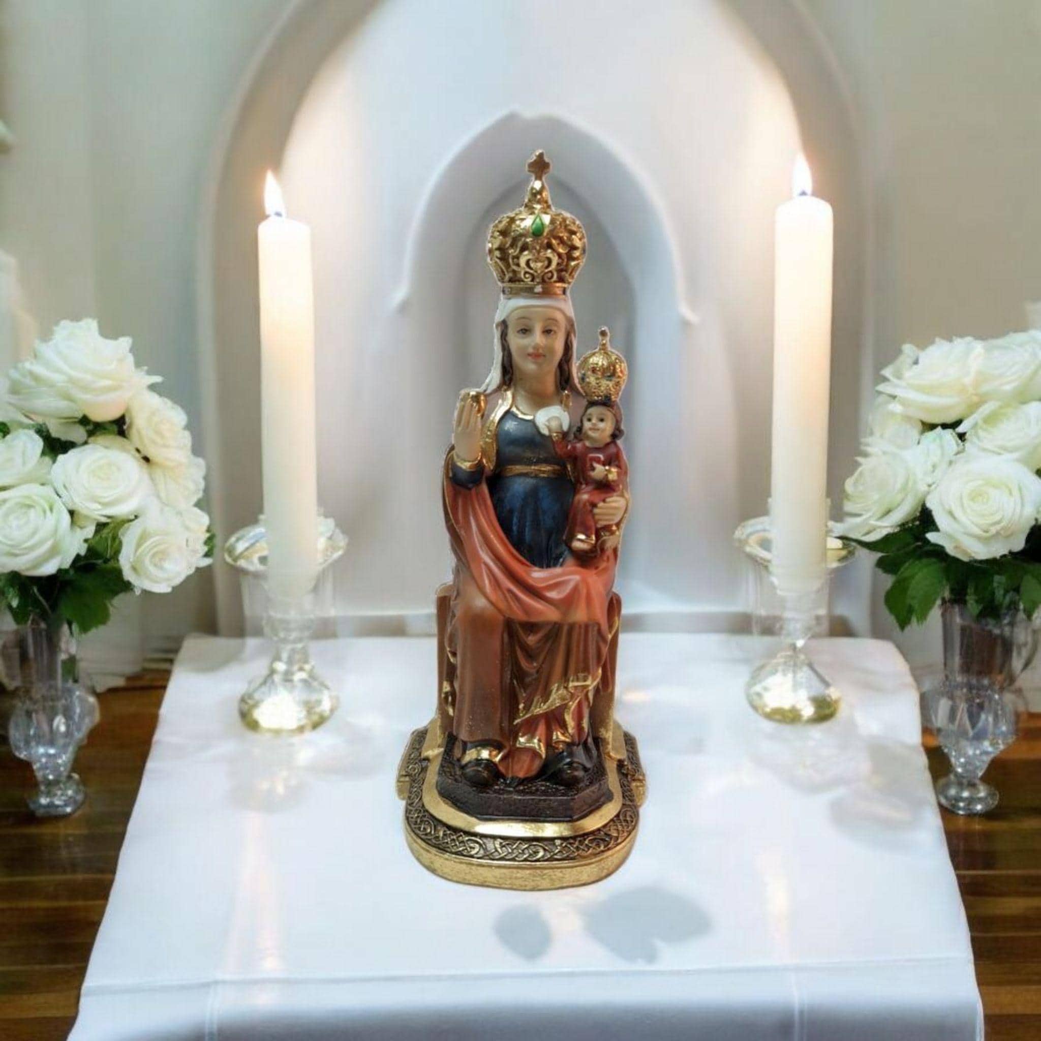 Figura de la Virgen de San Lorenzo en Resina Premium – 20 cm , productos Religiosos