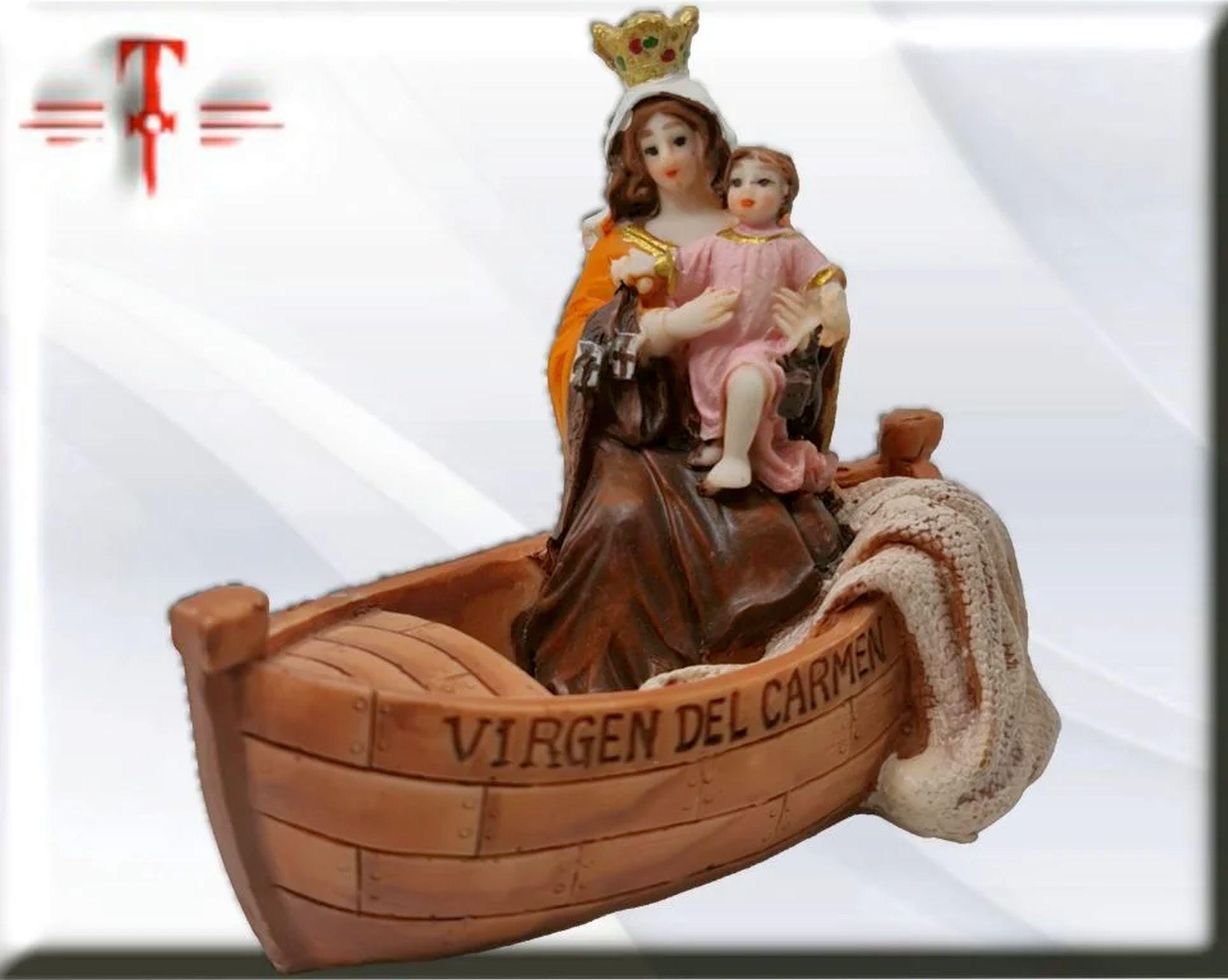 Figura de la Virgen del Carmen en Barca en Resina (10x12 cm) , productos Religiosos - Image 2