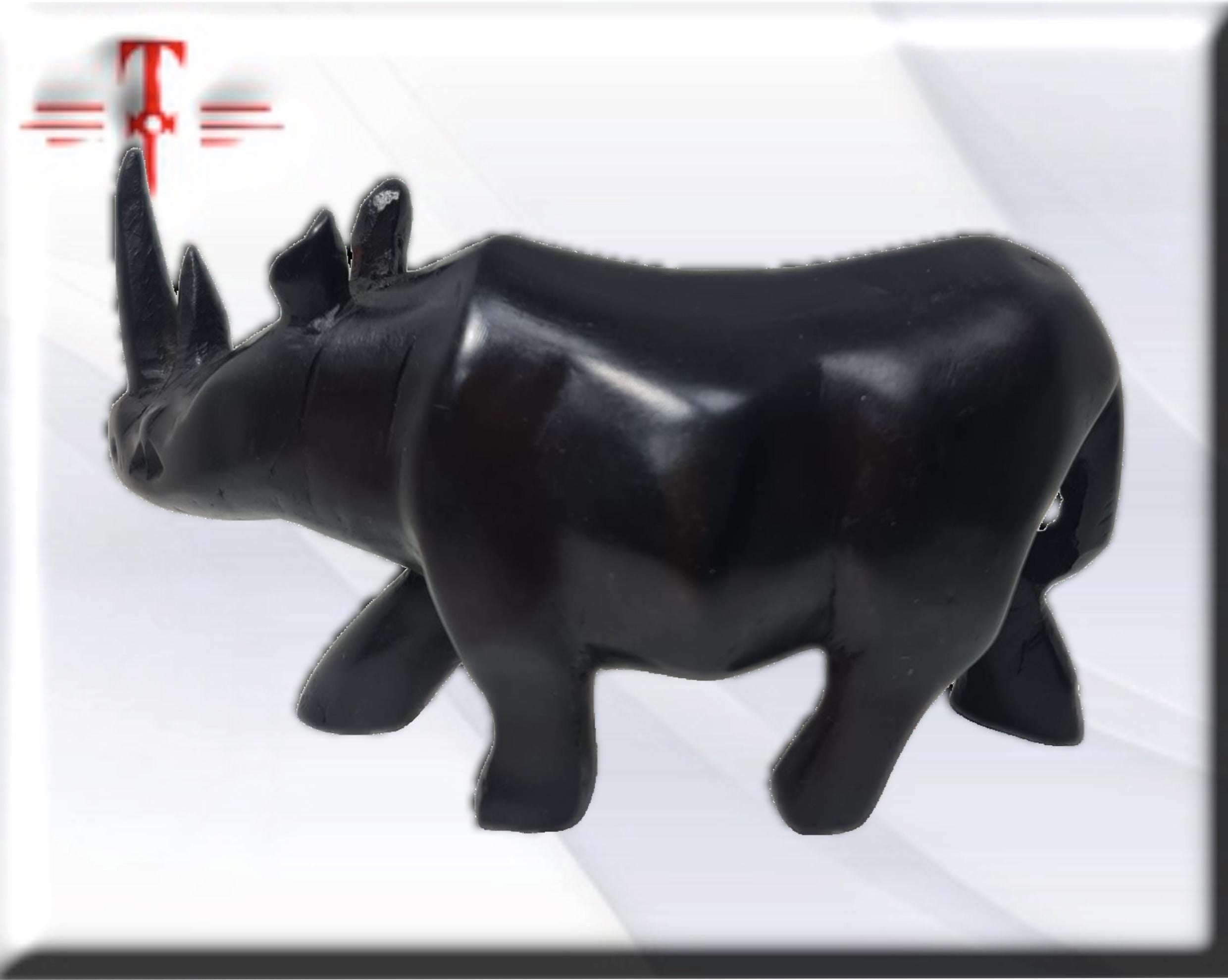 Rinoceronte madera , animal decoracion del hogar - producto artesanal - Imagen 4