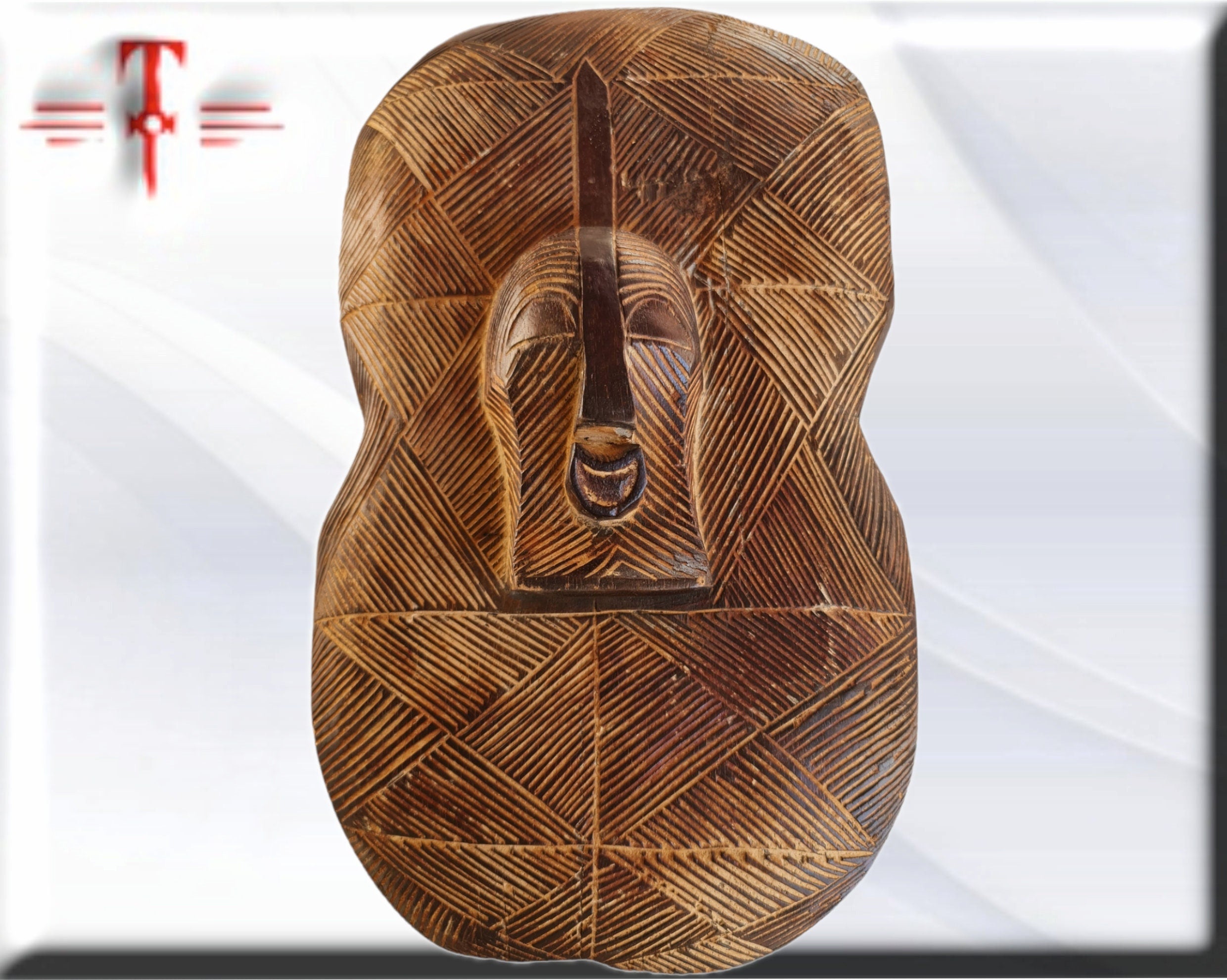 Escudo Máscara Antigua Luba (Congo) – Arte Africano del Siglo XX (45 cm) - Imagen 4