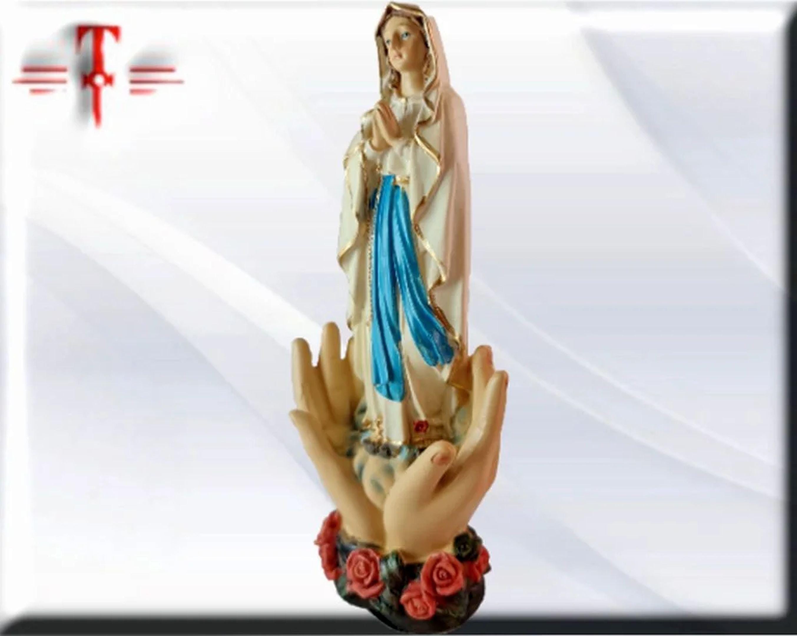 Figura de la Virgen de Lourdes entre Manos en Resina – 19 cm , productos Religiosos - Image 3