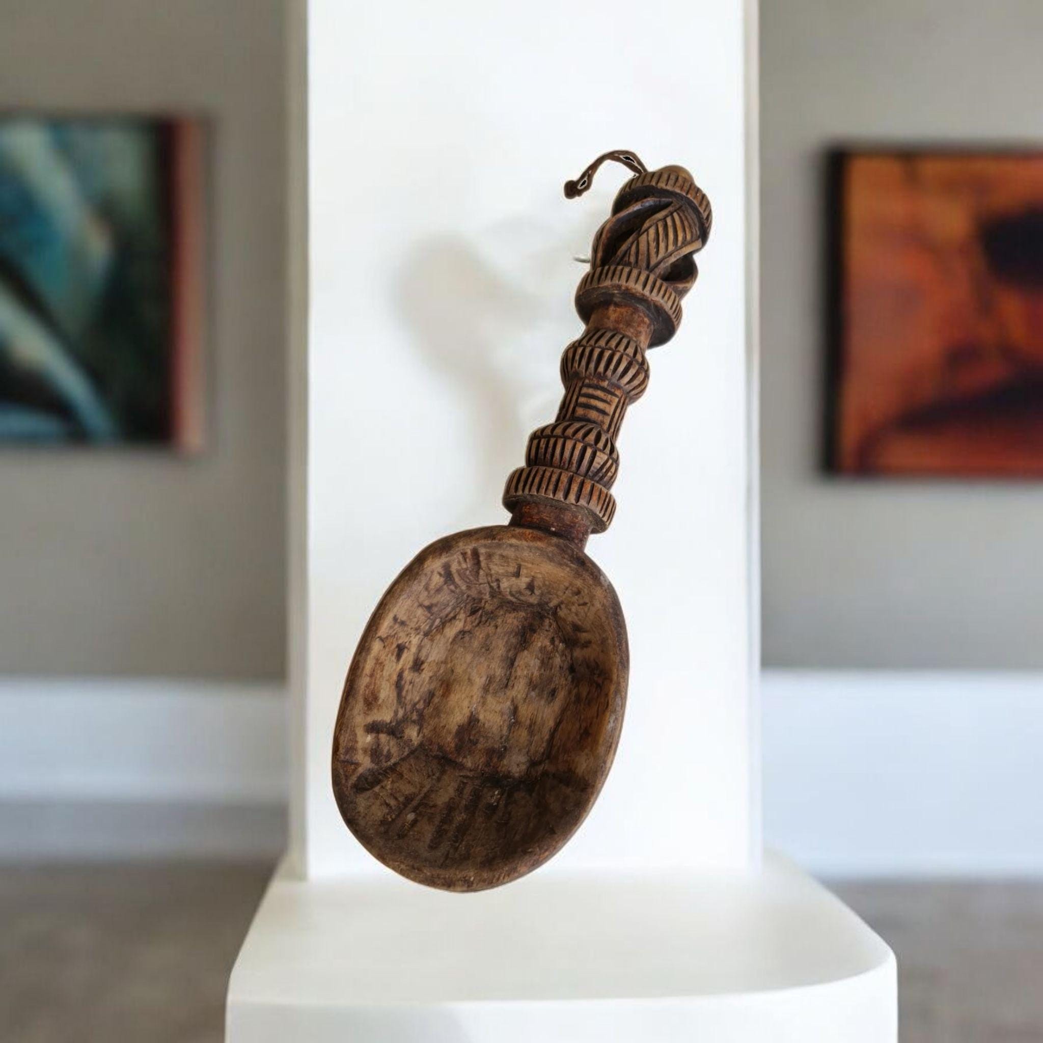 Arte Africano Cuchara grande tallada madera , arte Africano , Galería de arte , hecho a mano