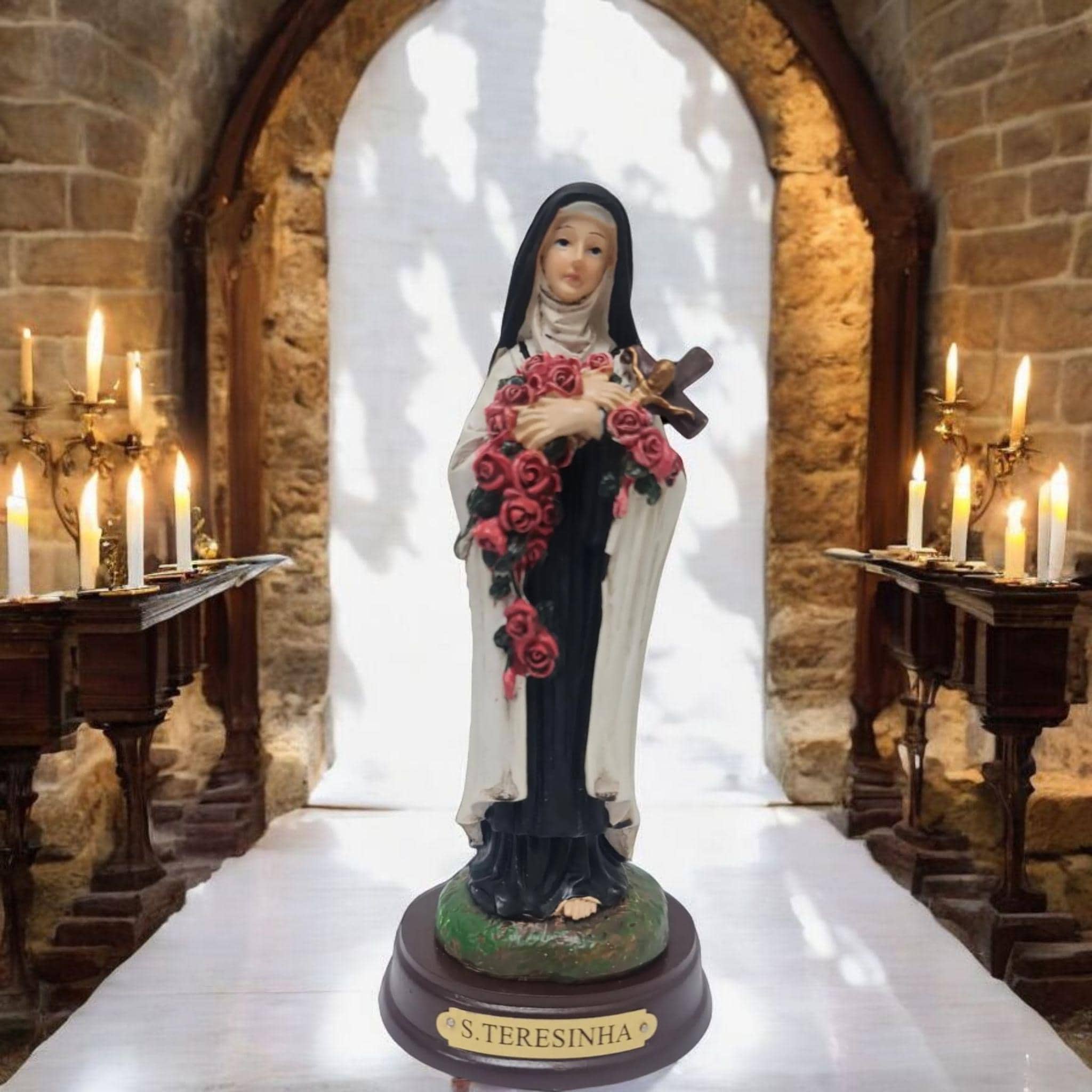 Figura de Santa Teresita del Niño Jesús – Imagen Religiosa de Resina Premium