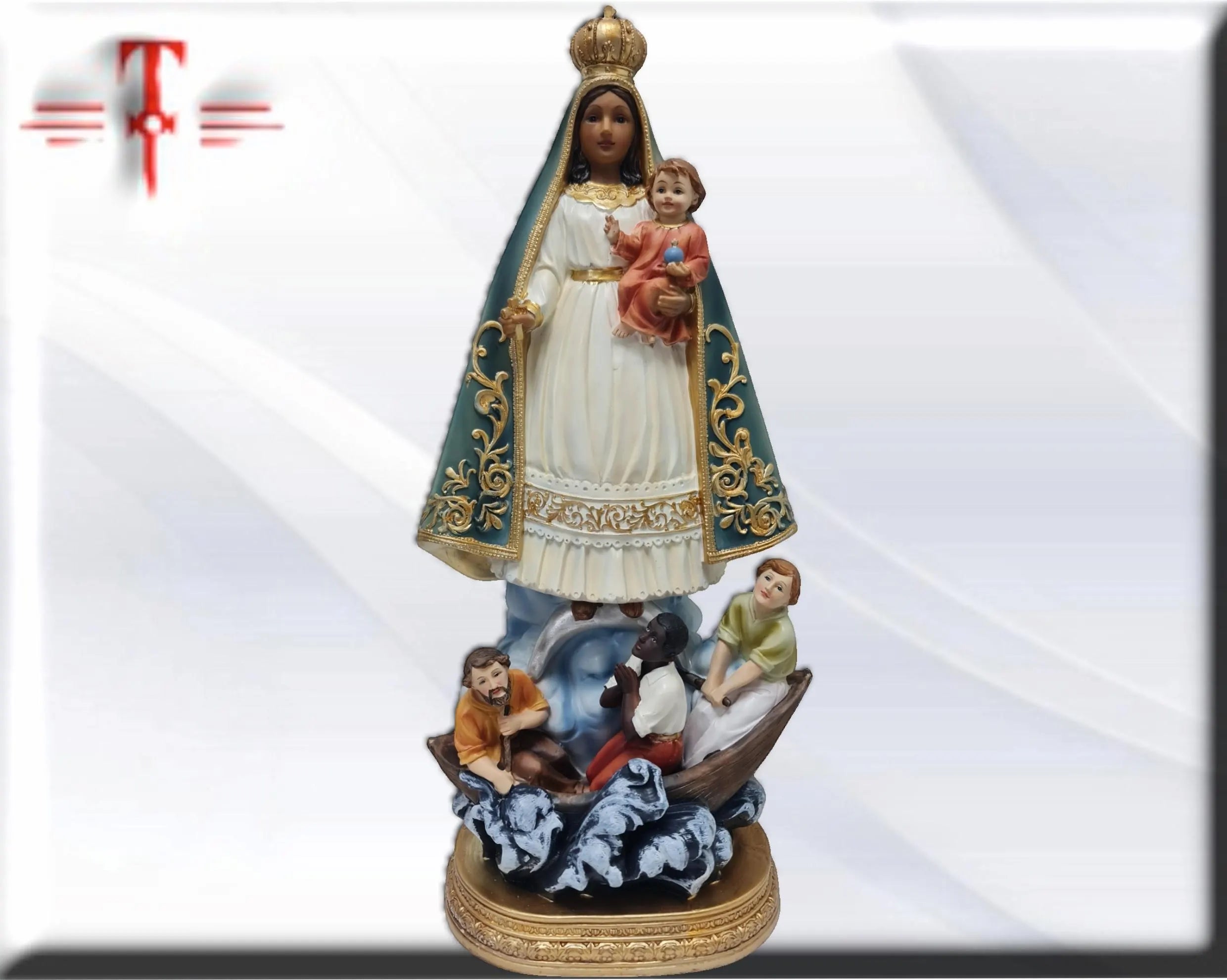Figura de la Virgen de la Caridad del Cobre (Manto Azul) en Resina – 40 cm , productos Religiosos - Image 2