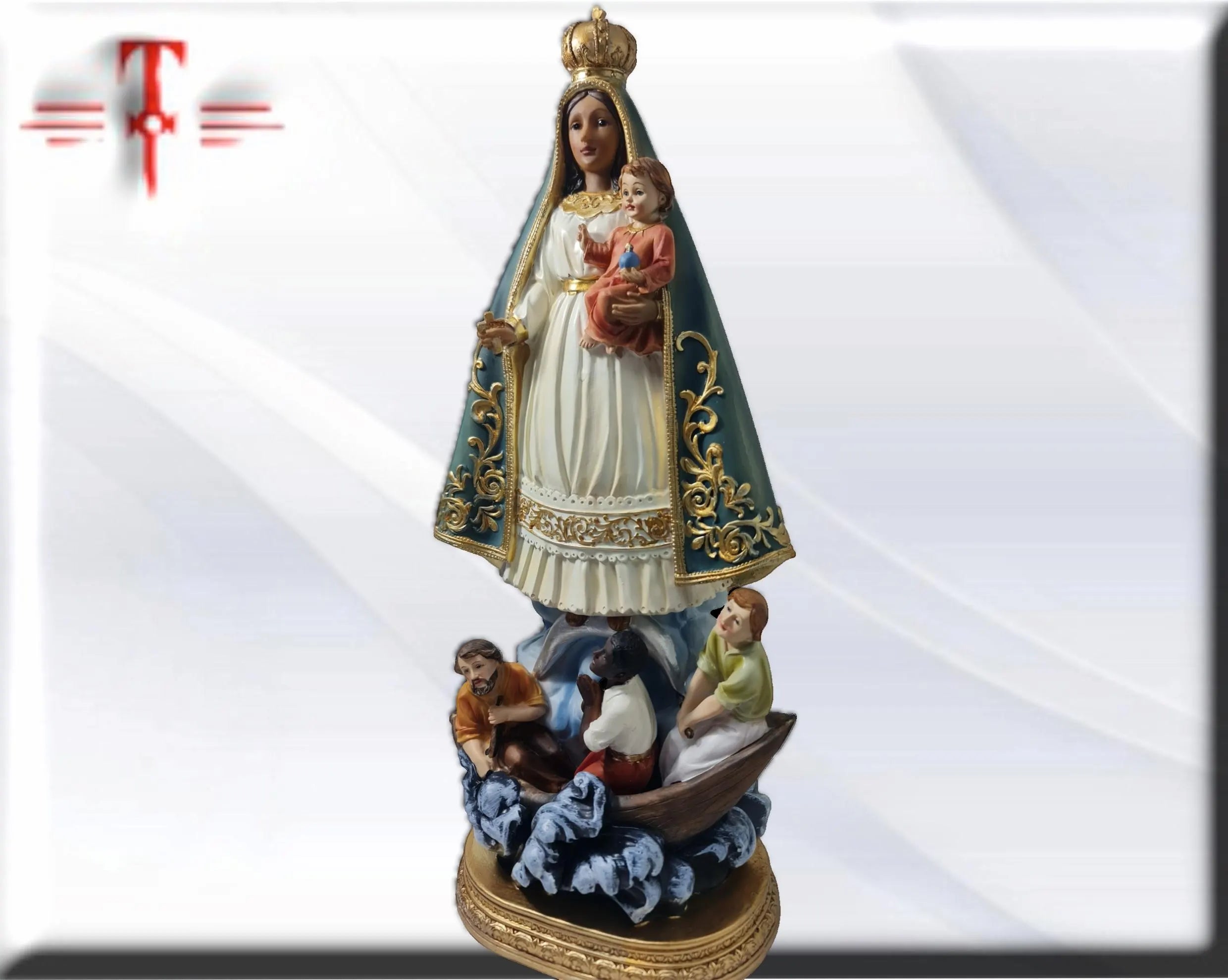 Figura de la Virgen de la Caridad del Cobre (Manto Azul) en Resina – 40 cm , productos Religiosos - Image 3