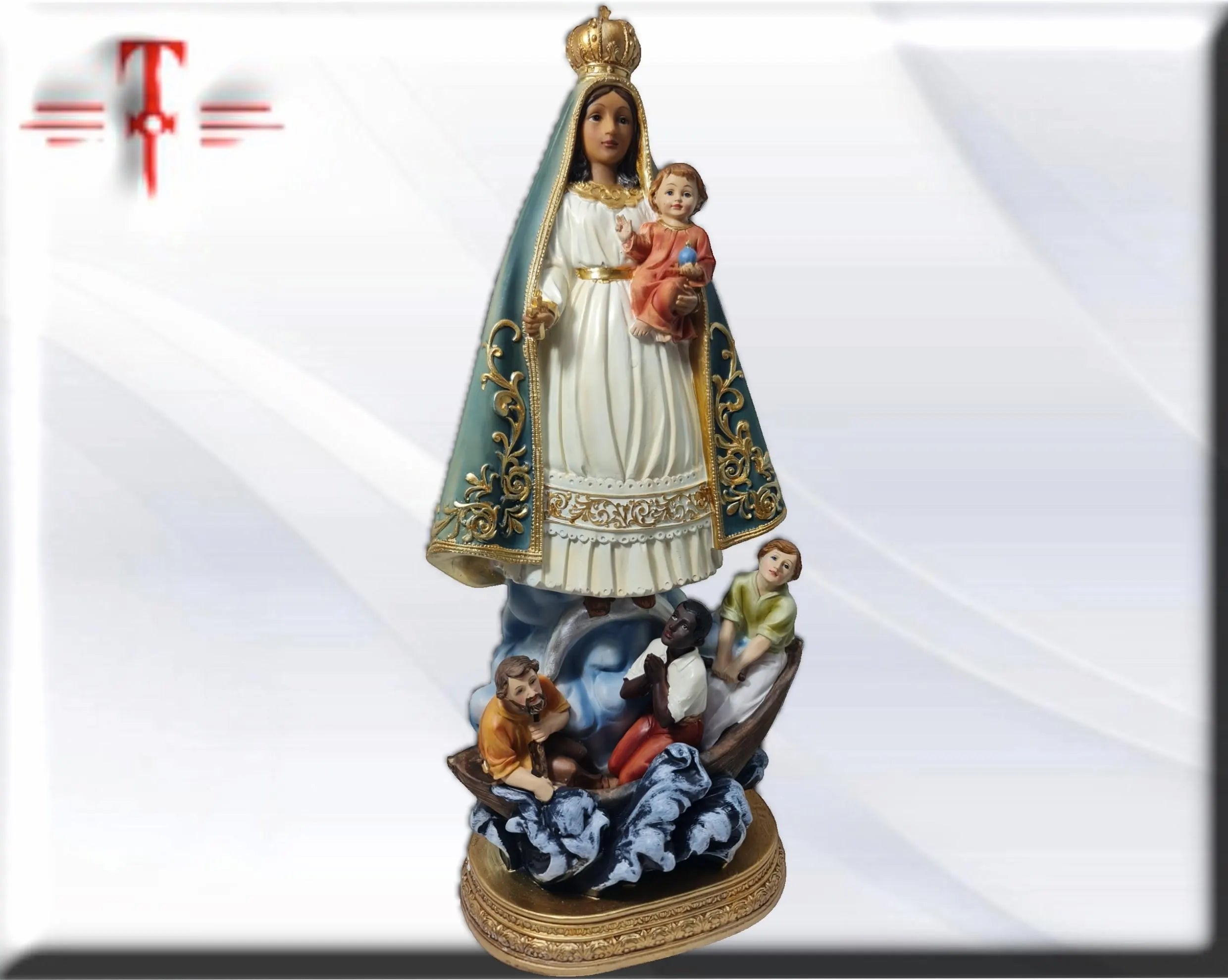 Figura de la Virgen de la Caridad del Cobre (Manto Azul) en Resina – 40 cm , productos Religiosos - Image 4