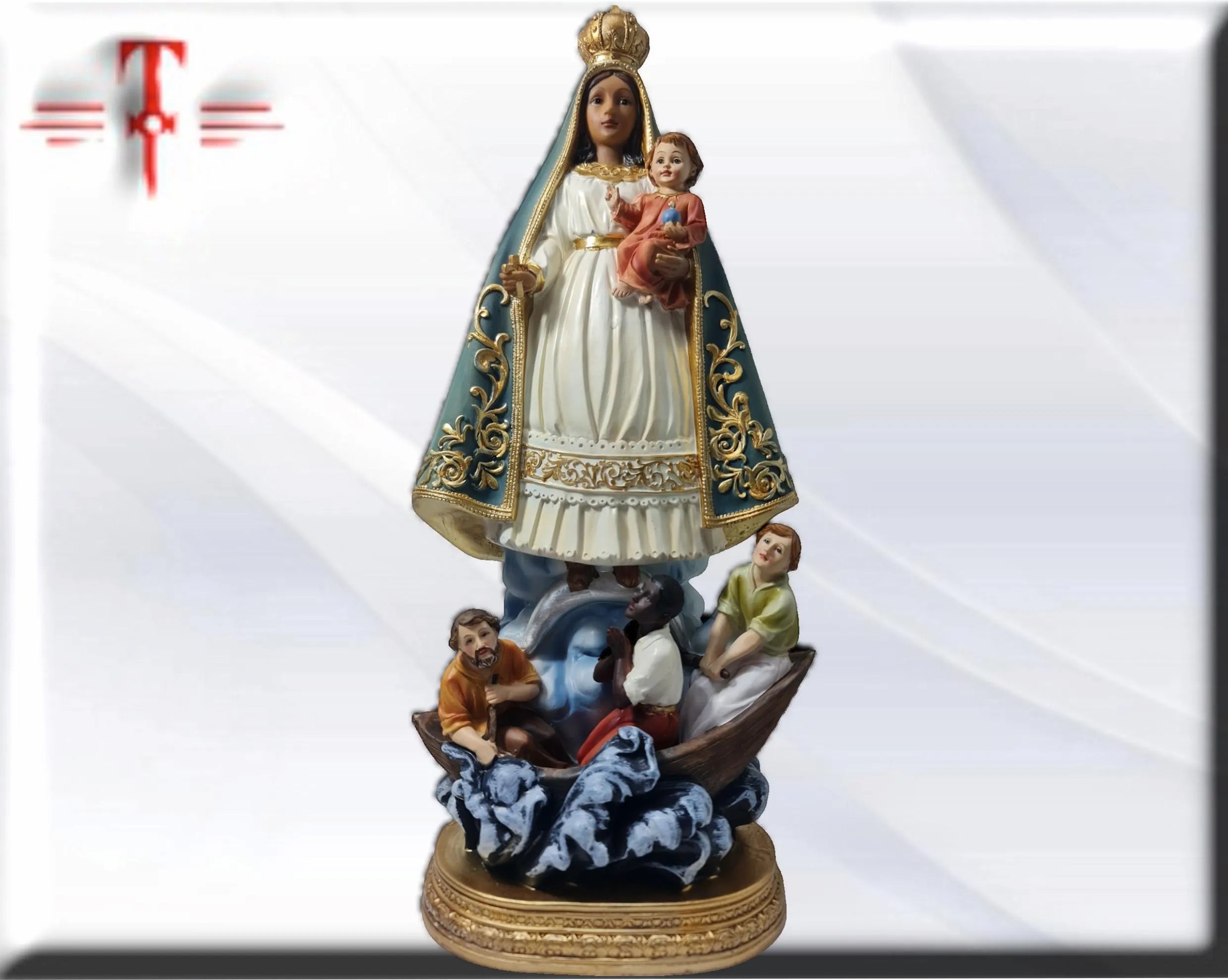 Figura de la Virgen de la Caridad del Cobre (Manto Azul) en Resina – 40 cm , productos Religiosos - Image 5