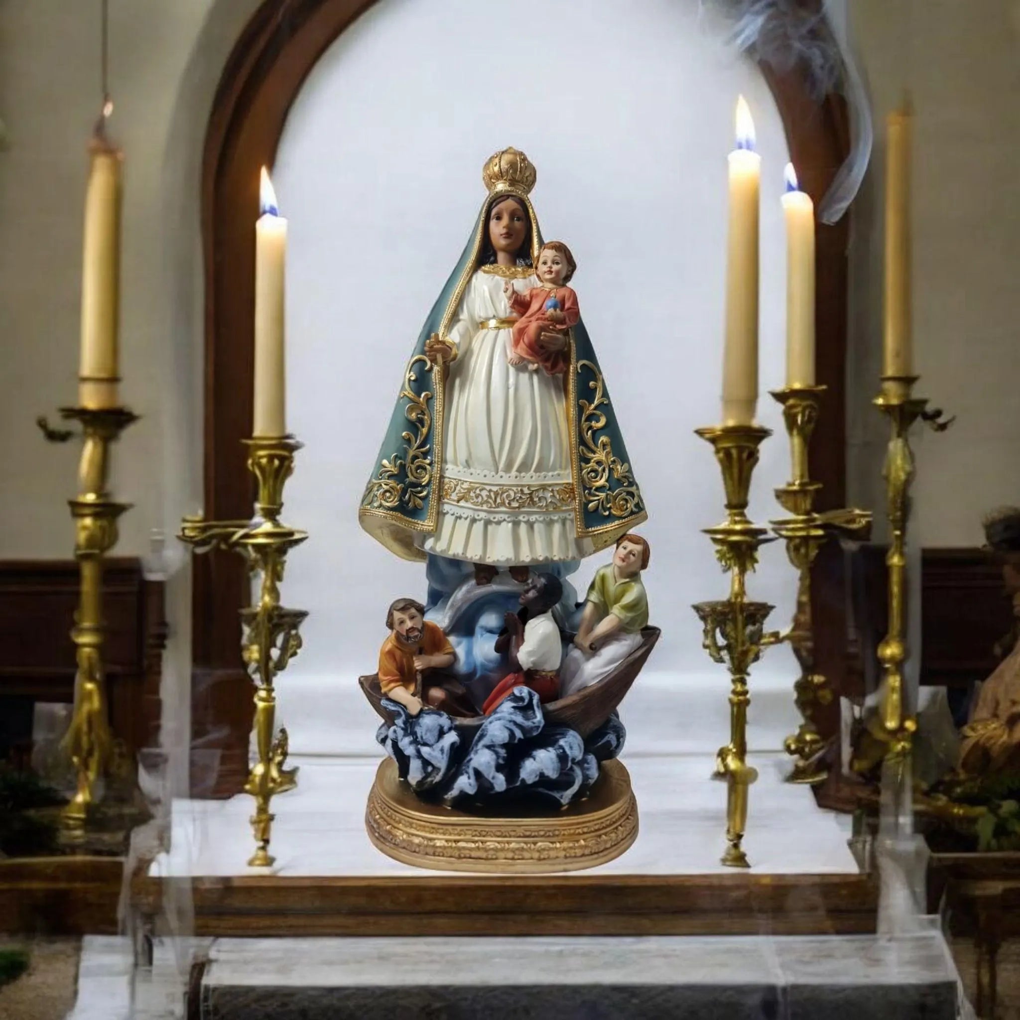 Figura de la Virgen de la Caridad del Cobre (Manto Azul) en Resina – 40 cm , productos Religiosos
