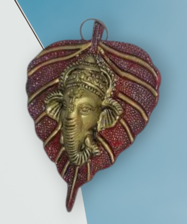 Colgador hoja laton con ganesha