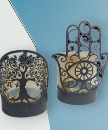 Porta Vela arbol vida y mano Hamsa