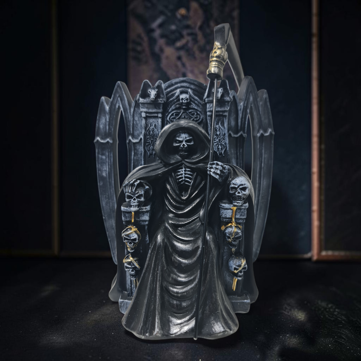 Estatua de la Santa Muerte – Figura Maciza de Resina Pintada a Mano (15 cm / 5.9") - Imagen 4