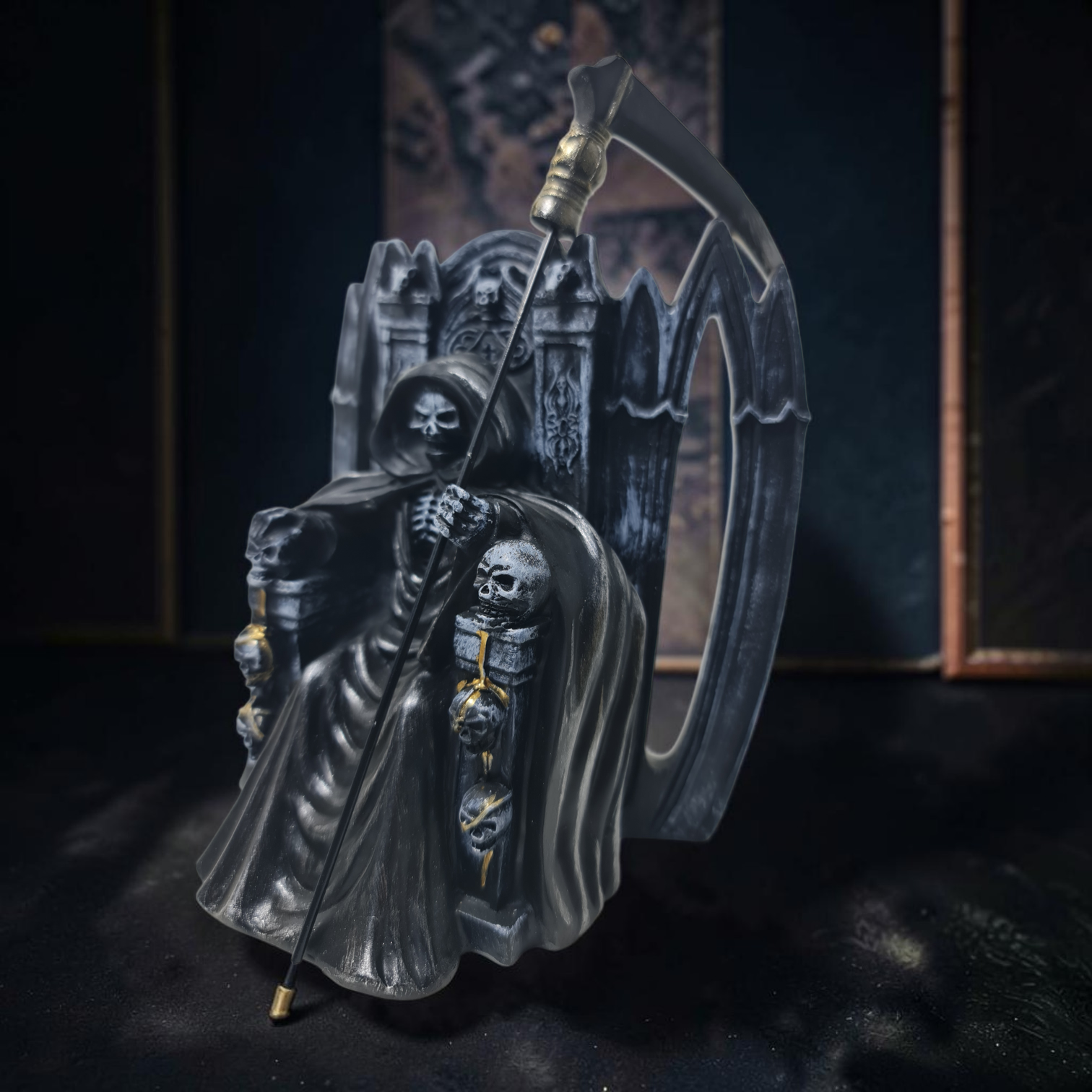 Estatua de la Santa Muerte – Figura Maciza de Resina Pintada a Mano (15 cm / 5.9") - Imagen 6