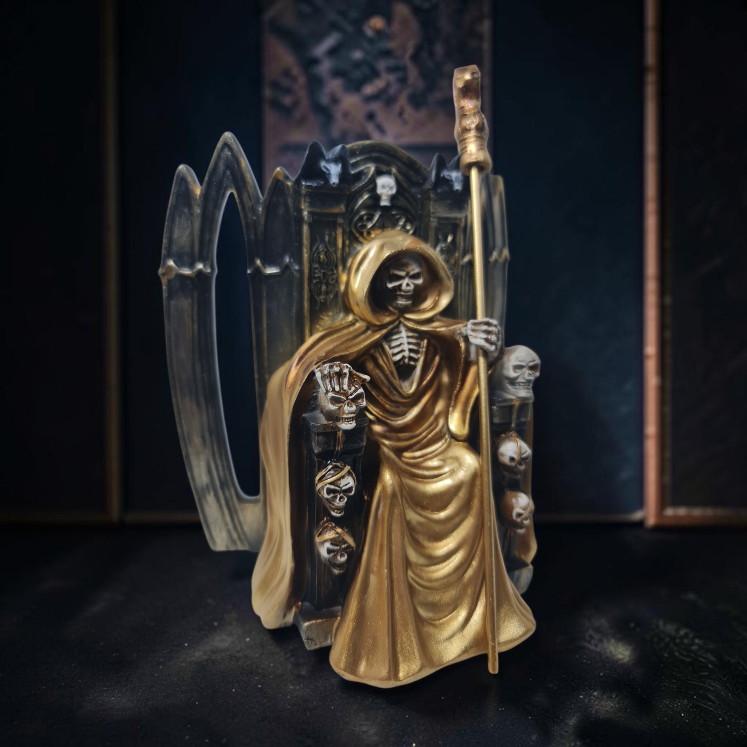 Estatua de la Santa Muerte – Figura Maciza de Resina Pintada a Mano (15 cm / 5.9") - Imagen 7