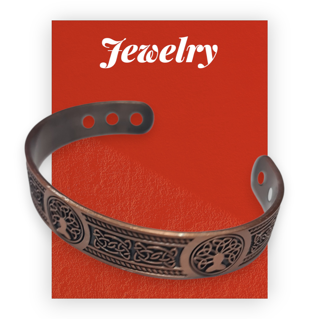 Brazalete de Cobre Magnético o Ajustable – Diseño Árbol de la Vida - Imagen 2