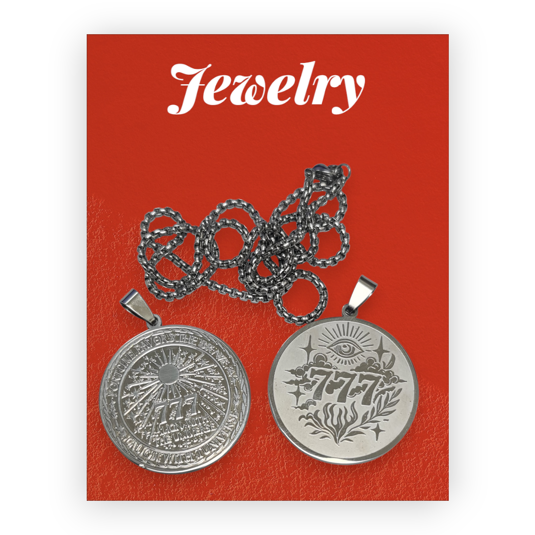 Talismán 777 de Acero para Suerte y Prosperidad – Amuleto Místico (3.5 cm)
